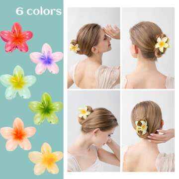 WACHLL Hawaiian Flower Claw Clips - Strong Hold Hair Accessories