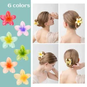WACHLL Hawaiian Flower Claw Clips - Strong Hold Hair Accessories