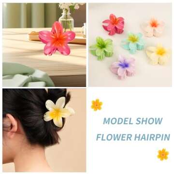 WACHLL Hawaiian Flower Claw Clips - Strong Hold Hair Accessories