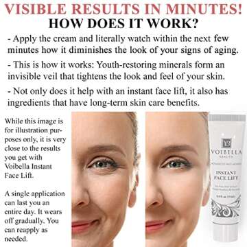Instant Face Lift Cream - Best Eye, Neck, Face Tightening, Lifting & Firming Serum To Smooth Appearance, Hide Loose Sagging Skin, Puffiness, Fine Lines & Wrinkles Within Mins (Peptides & Stem Cells)