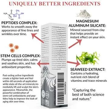 Instant Face Lift Cream - Best Eye, Neck, Face Tightening, Lifting & Firming Serum To Smooth Appearance, Hide Loose Sagging Skin, Puffiness, Fine Lines & Wrinkles Within Mins (Peptides & Stem Cells)