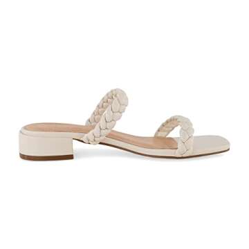 CUSHIONAIRE Women's Neptune braided low block heel sandal +Memory Foam, Ivory 9