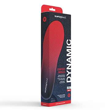 Superfeet Run Dynamic Insoles for High Arches - Red