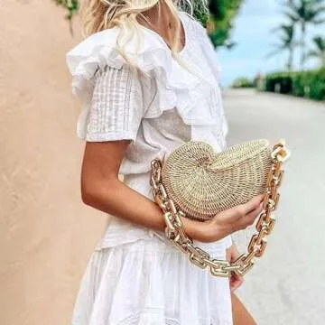 DSGYU Popular Conch Bag Shell Shape Rattan Bag Personalized Chain Shoulder Bag (Color : As Shown, Size : One Size)