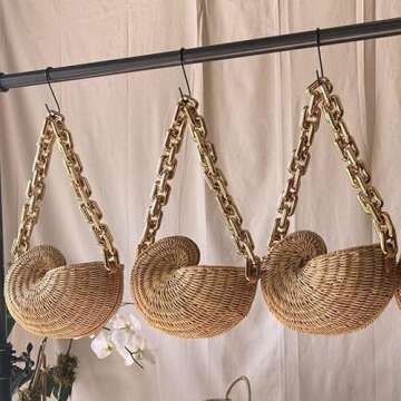 DSGYU Popular Conch Bag Shell Shape Rattan Bag Personalized Chain Shoulder Bag (Color : As Shown, Size : One Size)