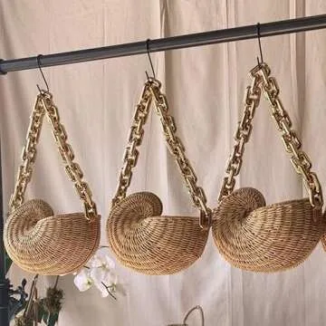 DSGYU Popular Conch Bag Shell Shape Rattan Bag Personalized Chain Shoulder Bag (Color : As Shown, Size : One Size)