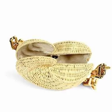 DSGYU Popular Conch Bag Shell Shape Rattan Bag Personalized Chain Shoulder Bag (Color : As Shown, Size : One Size)