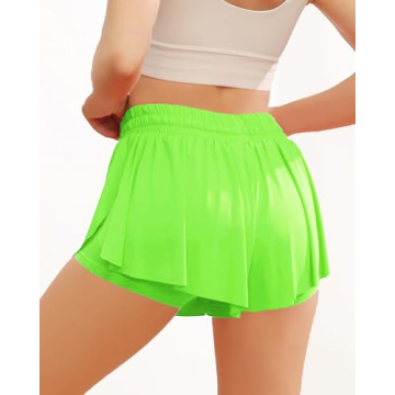 Wsirmet Flowy Butterfly Shorts for Women - 2-in-1 Gym Shorts