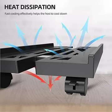 Adjustable Mobile CPU Stand for PC Tower with Wheels