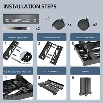 Adjustable Mobile CPU Stand for PC Tower with Wheels