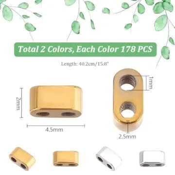 PH PandaHall 356pcs Half Tila Beads, 4.5x2mm Synthetic Hematite Flat Craft Bead 2 Hole Bead Frosted ...