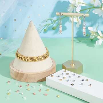 PH PandaHall 356pcs Half Tila Beads, 4.5x2mm Synthetic Hematite Flat Craft Bead 2 Hole Bead Frosted Japanese Loose Spacer Bead for DIY Stackable Jewelry Friendship Bracelet Making, Golden/Platinum