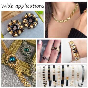 PH PandaHall 356pcs Half Tila Beads, 4.5x2mm Synthetic Hematite Flat Craft Bead 2 Hole Bead Frosted Japanese Loose Spacer Bead for DIY Stackable Jewelry Friendship Bracelet Making, Golden/Platinum