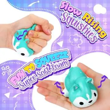 6PCS Cat Squishies Slow Rising Stress Balls for Kids Adults Jumbo Foam Squishy Toys Anxiety Relief Fidget Toys Treasure Box Classroom Prizes Party Favors Stocking Stuffers Valentines Easter Goodie Bag