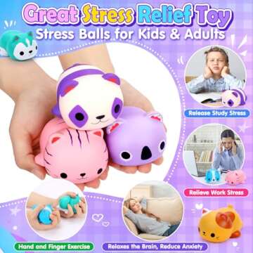 6PCS Cat Squishies Slow Rising Stress Balls for Kids Adults Jumbo Foam Squishy Toys Anxiety Relief Fidget Toys Treasure Box Classroom Prizes Party Favors Stocking Stuffers Valentines Easter Goodie Bag