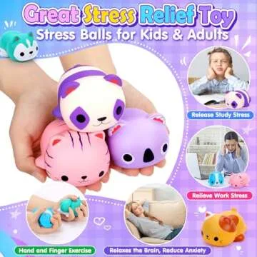 6PCS Cat Squishies Slow Rising Stress Balls for Kids Adults Jumbo Foam Squishy Toys Anxiety Relief Fidget Toys Treasure Box Classroom Prizes Party Favors Stocking Stuffers Valentines Easter Goodie Bag