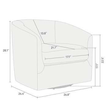 CarterChairr Swivel Accent Chair, Velvet Upholestered Modern Barrel Arm Chair, Comfty Single Sofa Reading Chair with Metal Base for Living Room, Bedroom, Waiting Room, Beige