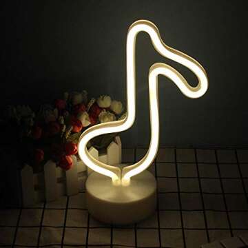 Vibrant Music Note Neon Sign for Home Decor and Lighting