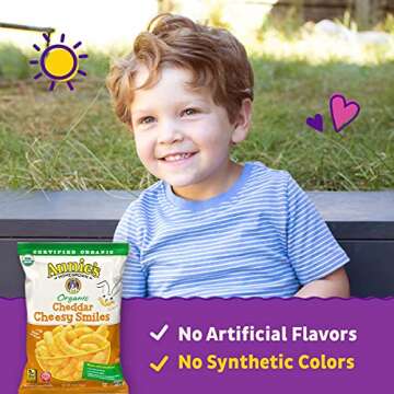 Annie's Organic Cheddar Cheesy Smiles, Baked Corn Puffs, Gluten Free, 4 oz