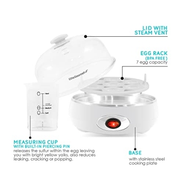 Elite Gourmet Easy Egg Cooker for Perfectly Boiled Eggs