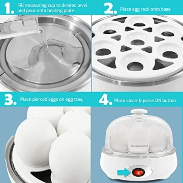 Elite Gourmet Easy Egg Cooker for Perfectly Boiled Eggs