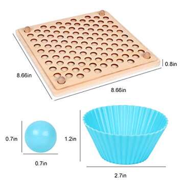 3 in 1 Toddler Board Games-Color Sorting, Math Counting and Montessori Puzzle Jigsaw -Fine Motor Toys with Rainbow Beads, Cups, Kids Tweezers, Spoon & Chopsitcks, Montessori Toys for 3 Year Old+