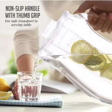 OVENTE Fruit Infusion Water Pitcher 2.5L (85 oz) with Removable Lid and Infuser Rod, BPA-Free Acrylic Beverage Jug Ideal for Flavor-Infused Drinks, Lemonade, Juice, Iced Tea and More, Clear PIA0852C