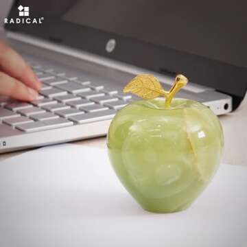 Radicaln Marble Decoration Piece Green Onyx 3" Inch Handmade Apple Paperweight Home Decor – Best f...