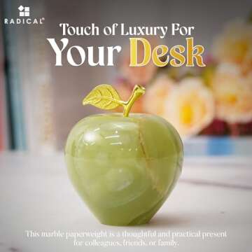 Radicaln Marble Decoration Piece Green Onyx 3" Inch Handmade Apple Paperweight Home Decor – Best for Office Table Decoration & Study Room Decor Paperweight