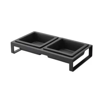 Yamazaki Home Tower Steel and Ceramic Pet Food Stand | 2 Bowls for Food and Water | Feeder for Small...