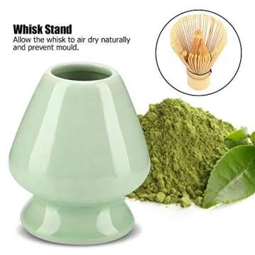 Maxmartt Chasen Stand - Elegant Ceramic Matcha Whisk Holder for Tea Lovers (Green)