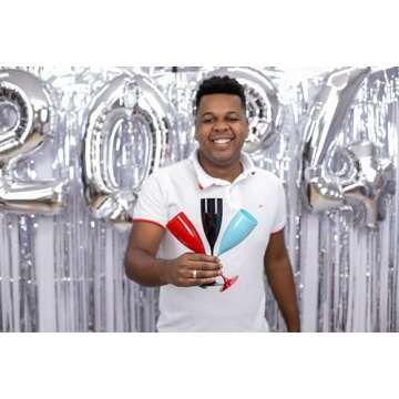 GRUPO MIRANDINHA - 10 Acrylic Champagne Flutes 5.4 fl oz (160 ml) – BPA-Free, Shatterproof, Elegant Design for Weddings & Celebrations – Modern Baby Blue Finish