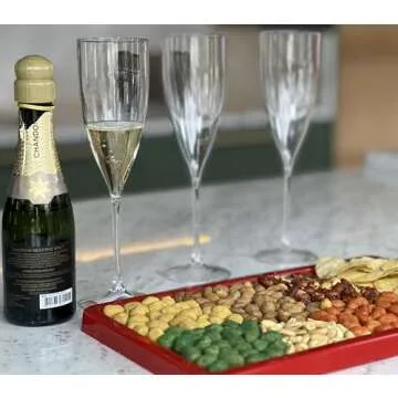 GRUPO MIRANDINHA - 10 Acrylic Champagne Flutes 5.4 fl oz (160 ml) – BPA-Free, Shatterproof, Elegant Design for Weddings & Celebrations – Modern Baby Blue Finish