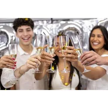 GRUPO MIRANDINHA - 10 Acrylic Champagne Flutes 5.4 fl oz (160 ml) – BPA-Free, Shatterproof, Elegant Design for Weddings & Celebrations – Modern Baby Blue Finish