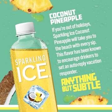 Sparkling Ice, Coconut Pineapple Sparkling Water, Zero Sugar Flavored Water, with Vitamins and Antio...