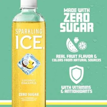 Sparkling Ice, Coconut Pineapple Sparkling Water, Zero Sugar Flavored Water, with Vitamins and Antioxidants, Low Calorie Beverage, 17 fl oz Bottles (Pack of 12)