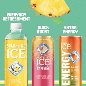 Sparkling Ice, Coconut Pineapple Sparkling Water, Zero Sugar Flavored Water, with Vitamins and Antioxidants, Low Calorie Beverage, 17 fl oz Bottles (Pack of 12)