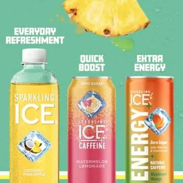 Sparkling Ice, Coconut Pineapple Sparkling Water, Zero Sugar Flavored Water, with Vitamins and Antioxidants, Low Calorie Beverage, 17 fl oz Bottles (Pack of 12)
