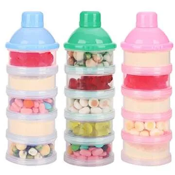 Accmor Formula Dispenser On The Go, 5 Compartments Stackable Formula Container for Travel, Baby Milk Powder Kids Snack Container, BPA Free