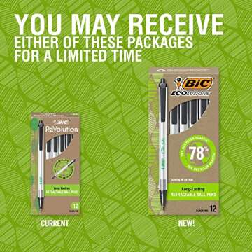 BIC Ecolutions Clic Stic Black Ballpoint Pens, Eco-Friendly Pack