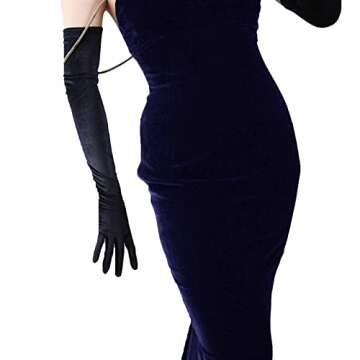 DooWay Black Long Velvet Opera Gloves TOUCHSCREEN 24 Inches Stretchy Women Evening Wedding Warm Glov...