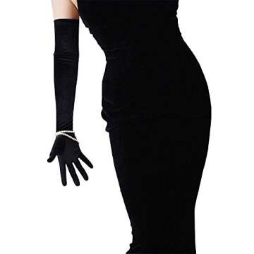 DooWay 24-Inch Black Long Velvet Opera Gloves for Women