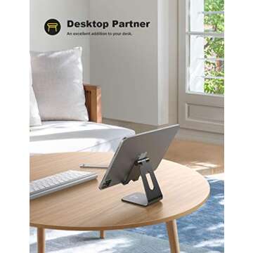 Lamicall Tablet Stand, Tablet Holder for Desk - Multi-Angle Adjustable Tablet Desktop Dock Cradle, C...