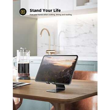 Lamicall Tablet Stand, Tablet Holder for Desk - Multi-Angle Adjustable Tablet Desktop Dock Cradle, Compatible with iPad Pro 11, 12.9, Air, Mini, Fire HD, Galaxy Tab, and Other 4-13" Tablets, Black