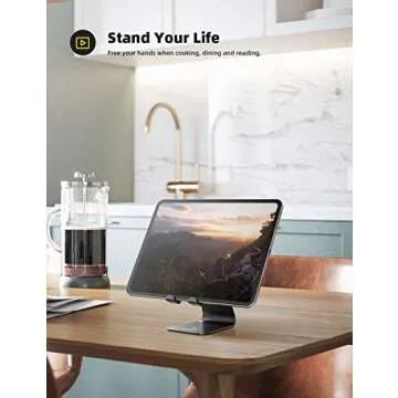 Lamicall Tablet Stand, Tablet Holder for Desk - Multi-Angle Adjustable Tablet Desktop Dock Cradle, Compatible with iPad Pro 11, 12.9, Air, Mini, Fire HD, Galaxy Tab, and Other 4-13" Tablets, Black