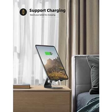 Lamicall Tablet Stand, Tablet Holder for Desk - Multi-Angle Adjustable Tablet Desktop Dock Cradle, Compatible with iPad Pro 11, 12.9, Air, Mini, Fire HD, Galaxy Tab, and Other 4-13" Tablets, Black
