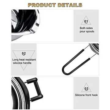 Double Boiler Pot Set, Stainless Steel Melting Pot with Silicone Spatula for Melting Chocolate, Soap, Wax, Candle Making (600ml and 1600ml)