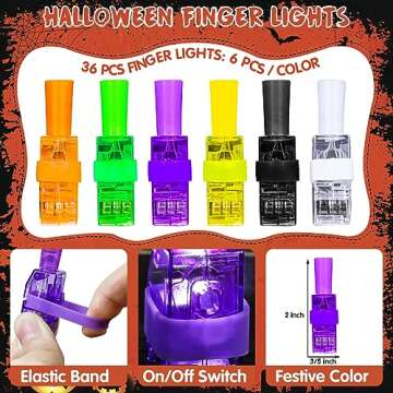 Halloween Party Favors for Kids, 36Pcs Light Up Finger Lights Halloween Goodie Bag Fillers Treats Pinata Stuffers Glow in The Dark Toys Bulk for Halloween Prizes Classroom Gifts Trick or Treat Toys