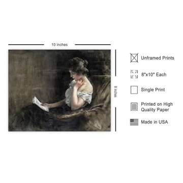 Poster Master Vintage Young Woman Reading Poster - Retro Woman Portrait Print - Minimal Art - Abstra...