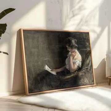 Poster Master Vintage Young Woman Reading Poster - Retro Woman Portrait Print - Minimal Art - Abstract Art - Gift for Men & Women - Great Decor for Bedroom or Living Room - 8x10 UNFRAMED Wall Art